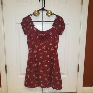 Red Floral Dress with Tie